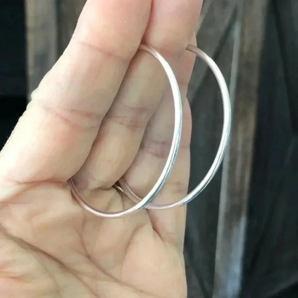 2 Inch Hoop 925 Sterling Silver Earrings NWT - Picture 3 of 6